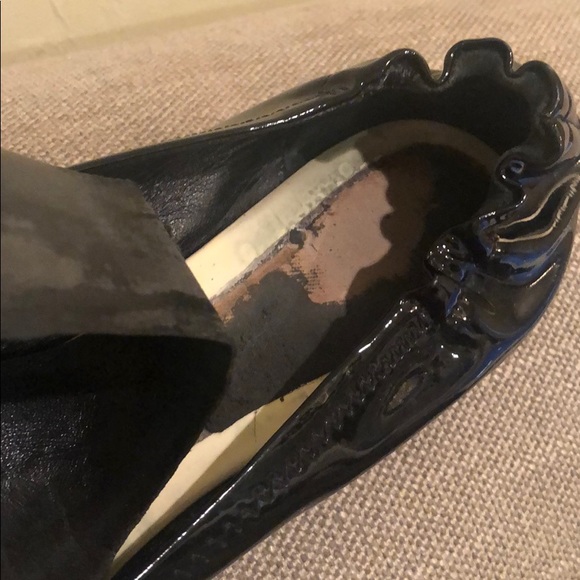 Tory Burch Black & White Patent Leather Reva Flats - Picture 7 of 8